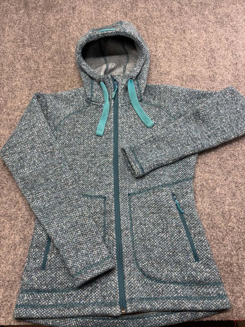 RAB Hoody Amy Green-teal Fleece Jacket Hoodie Small QCA-78 Full Zip Gorpcore